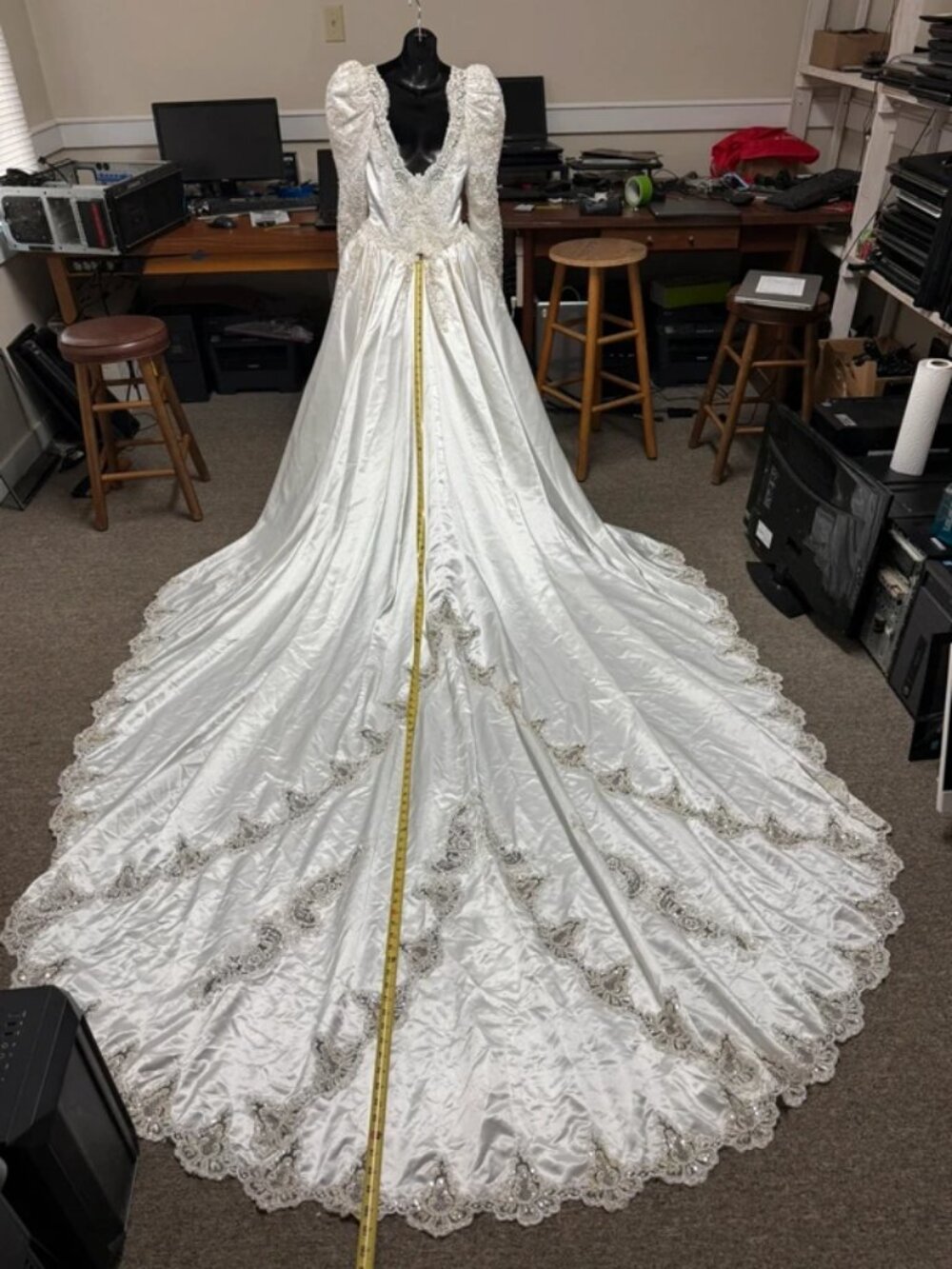 Vintage Demetrios 80s Size 10 Wedding Gown with Removable Cathedral Train